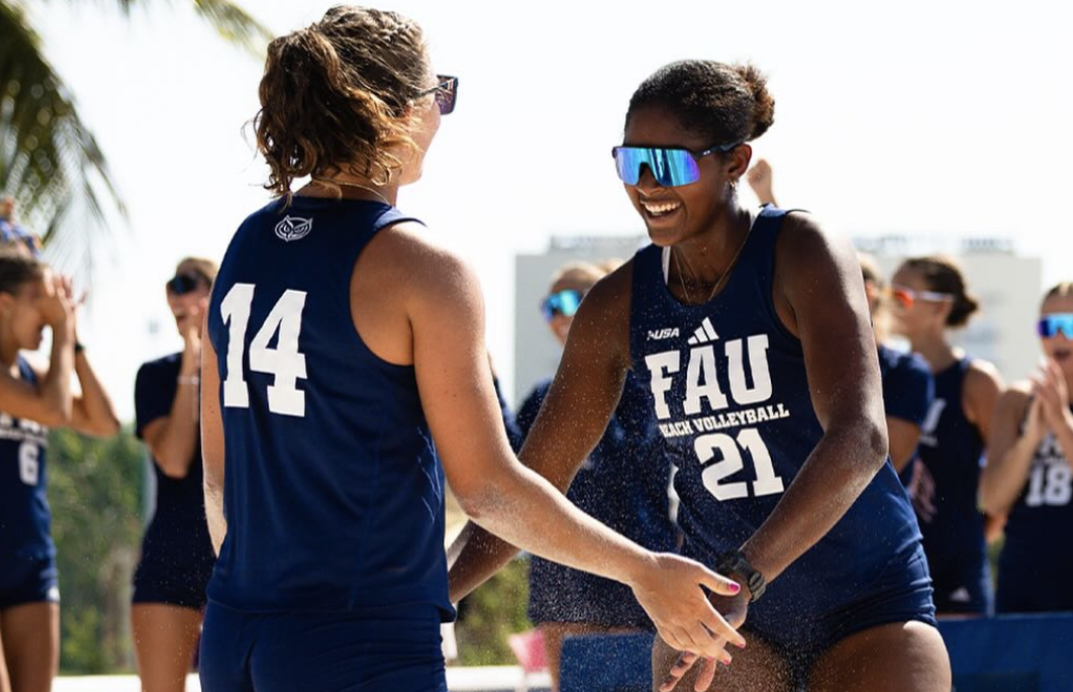 Teammates cheer during their sweep against San Jose State.
